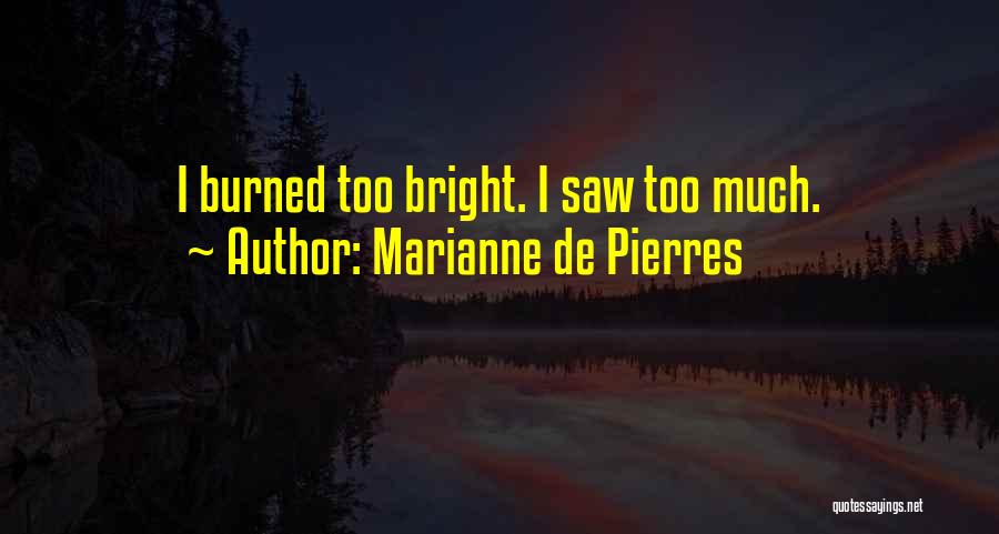 Marianne De Pierres Quotes: I Burned Too Bright. I Saw Too Much.