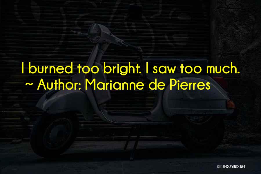 Marianne De Pierres Quotes: I Burned Too Bright. I Saw Too Much.