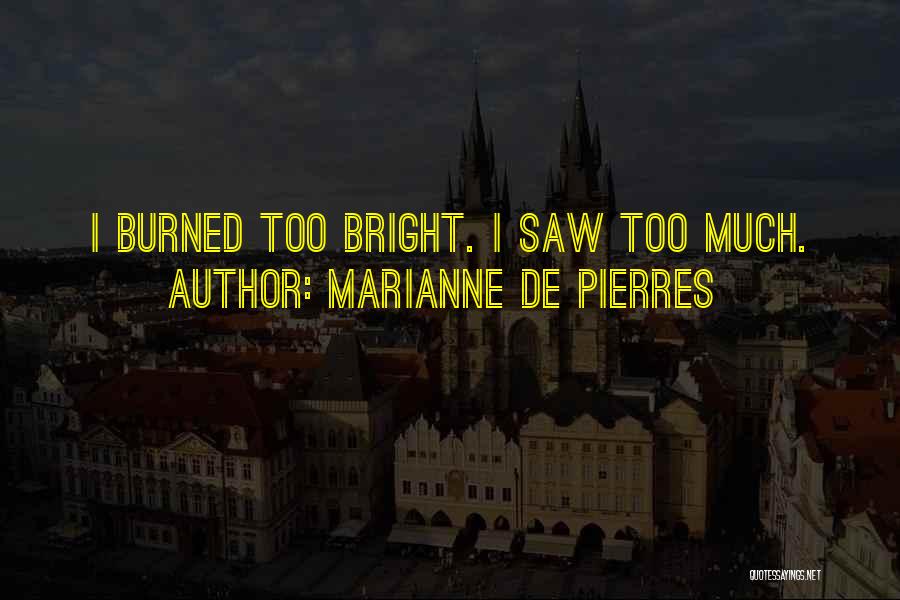 Marianne De Pierres Quotes: I Burned Too Bright. I Saw Too Much.
