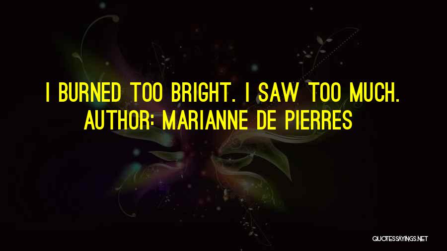 Marianne De Pierres Quotes: I Burned Too Bright. I Saw Too Much.