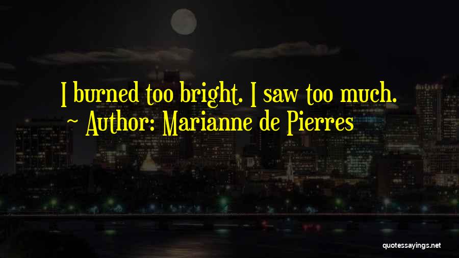Marianne De Pierres Quotes: I Burned Too Bright. I Saw Too Much.