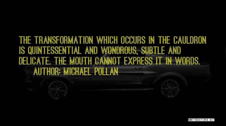 Michael Pollan Quotes: The Transformation Which Occurs In The Cauldron Is Quintessential And Wondrous, Subtle And Delicate. The Mouth Cannot Express It In