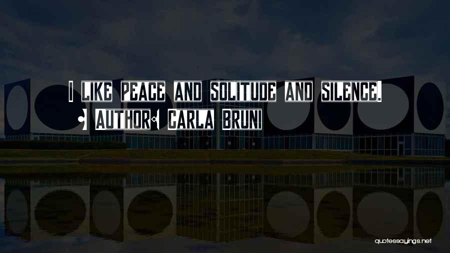 Carla Bruni Quotes: I Like Peace And Solitude And Silence.