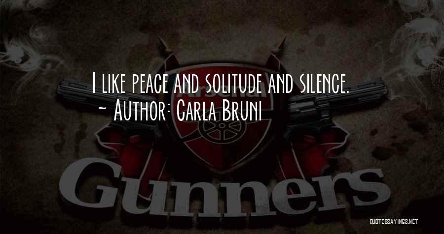 Carla Bruni Quotes: I Like Peace And Solitude And Silence.