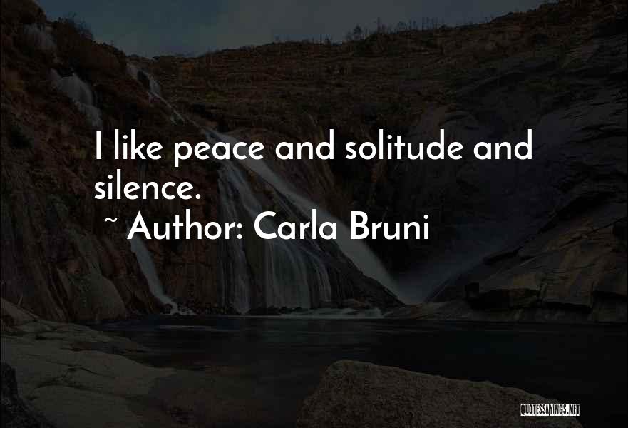 Carla Bruni Quotes: I Like Peace And Solitude And Silence.