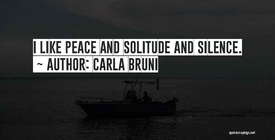 Carla Bruni Quotes: I Like Peace And Solitude And Silence.