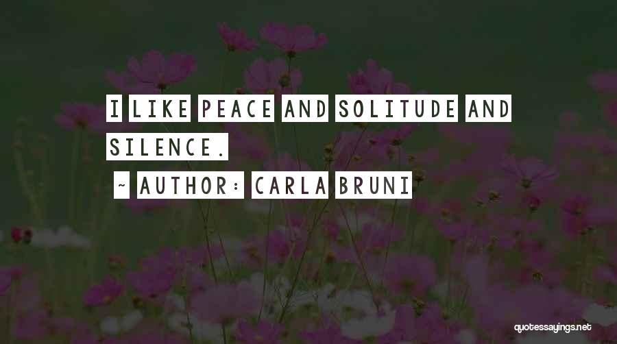 Carla Bruni Quotes: I Like Peace And Solitude And Silence.