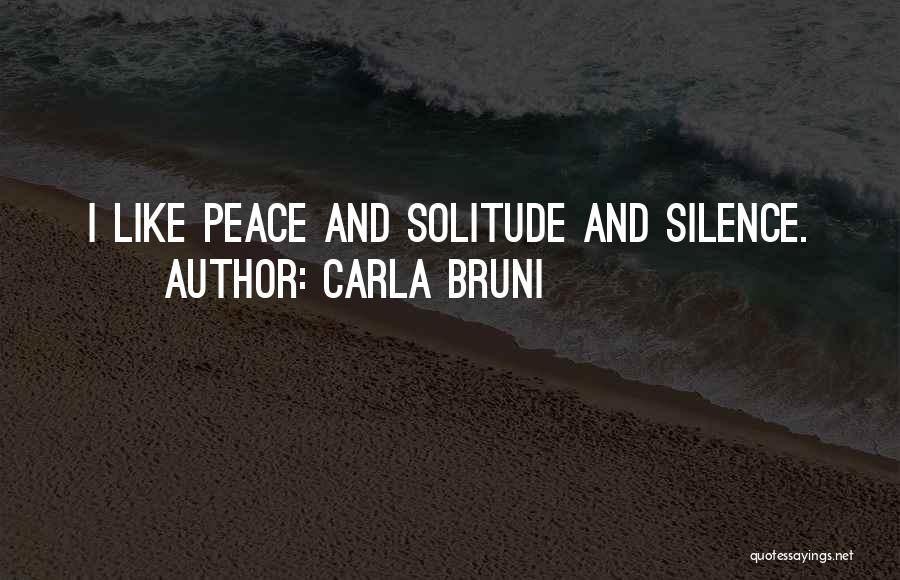 Carla Bruni Quotes: I Like Peace And Solitude And Silence.