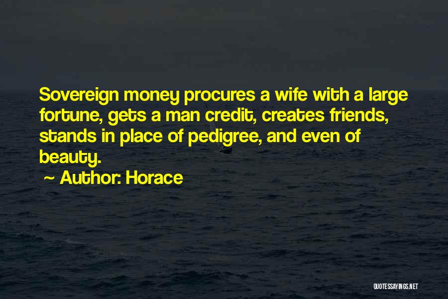 Horace Quotes: Sovereign Money Procures A Wife With A Large Fortune, Gets A Man Credit, Creates Friends, Stands In Place Of Pedigree,