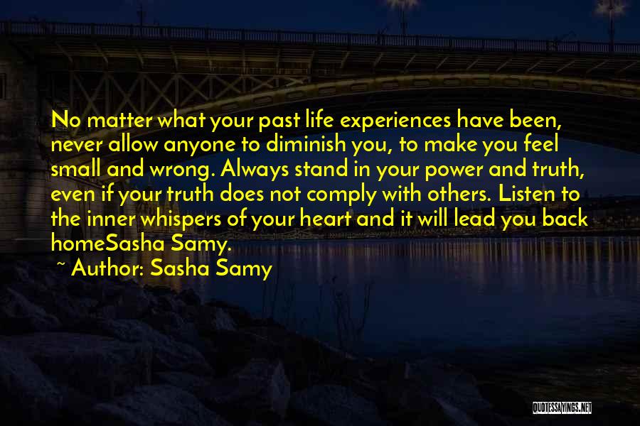 Sasha Samy Quotes: No Matter What Your Past Life Experiences Have Been, Never Allow Anyone To Diminish You, To Make You Feel Small