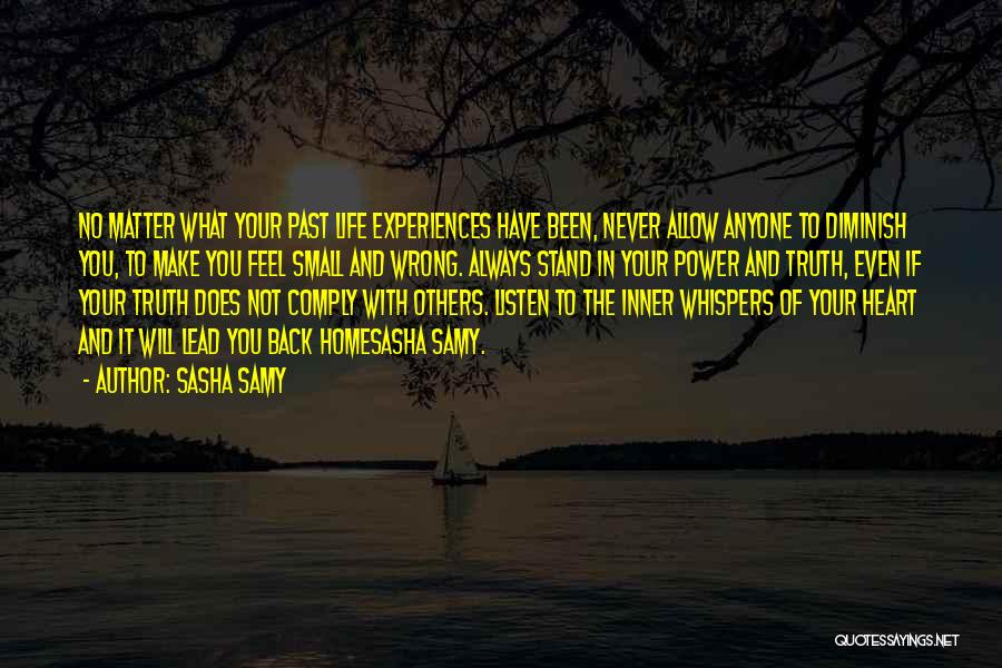 Sasha Samy Quotes: No Matter What Your Past Life Experiences Have Been, Never Allow Anyone To Diminish You, To Make You Feel Small