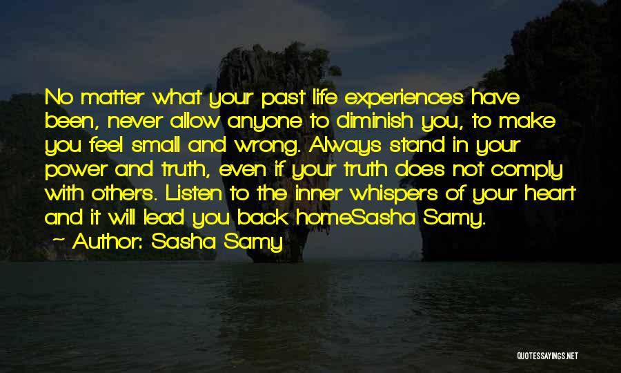 Sasha Samy Quotes: No Matter What Your Past Life Experiences Have Been, Never Allow Anyone To Diminish You, To Make You Feel Small