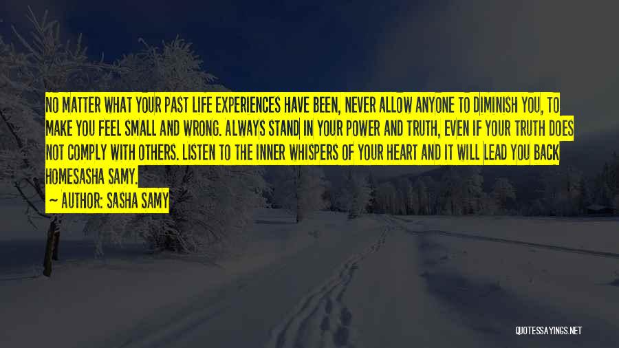 Sasha Samy Quotes: No Matter What Your Past Life Experiences Have Been, Never Allow Anyone To Diminish You, To Make You Feel Small