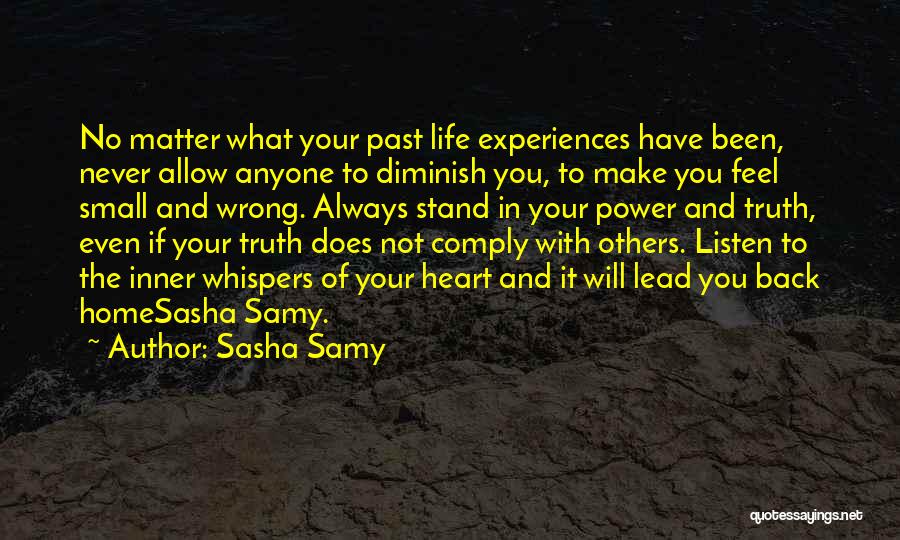 Sasha Samy Quotes: No Matter What Your Past Life Experiences Have Been, Never Allow Anyone To Diminish You, To Make You Feel Small