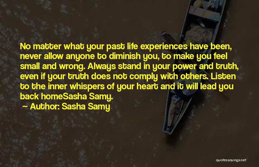 Sasha Samy Quotes: No Matter What Your Past Life Experiences Have Been, Never Allow Anyone To Diminish You, To Make You Feel Small