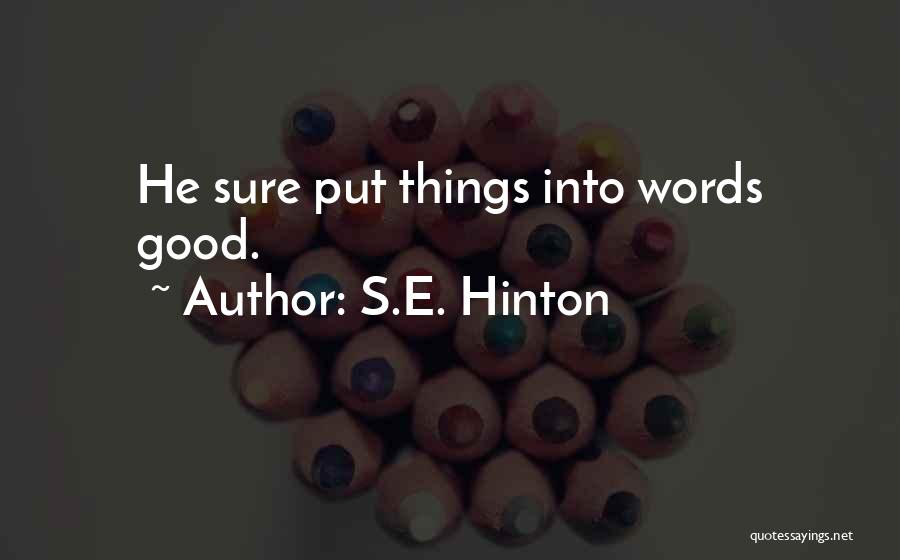 S.E. Hinton Quotes: He Sure Put Things Into Words Good.