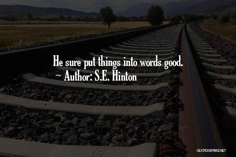 S.E. Hinton Quotes: He Sure Put Things Into Words Good.