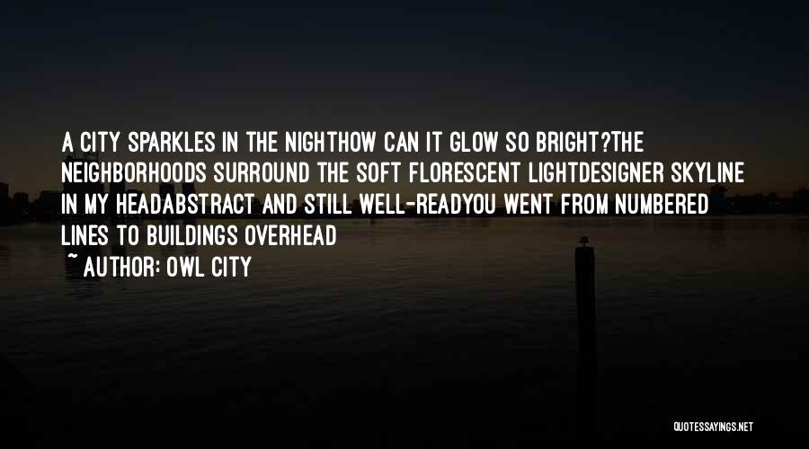 Owl City Quotes: A City Sparkles In The Nighthow Can It Glow So Bright?the Neighborhoods Surround The Soft Florescent Lightdesigner Skyline In My