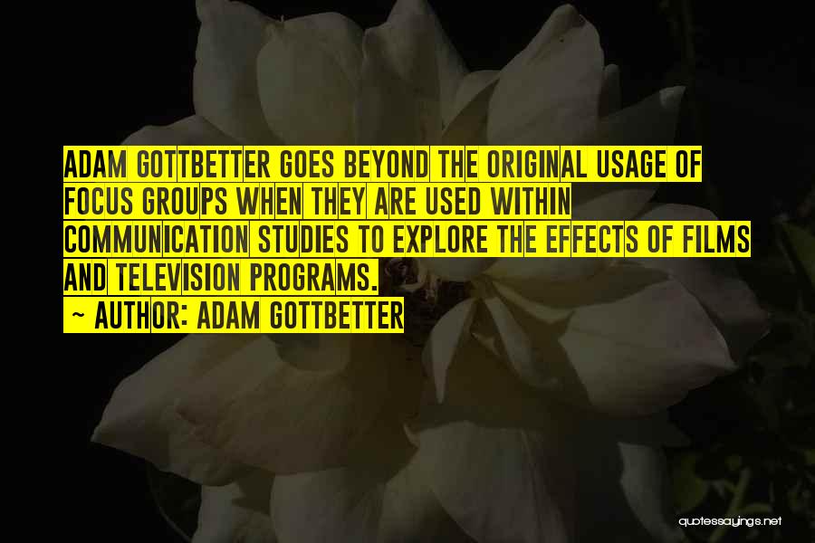 Adam Gottbetter Quotes: Adam Gottbetter Goes Beyond The Original Usage Of Focus Groups When They Are Used Within Communication Studies To Explore The