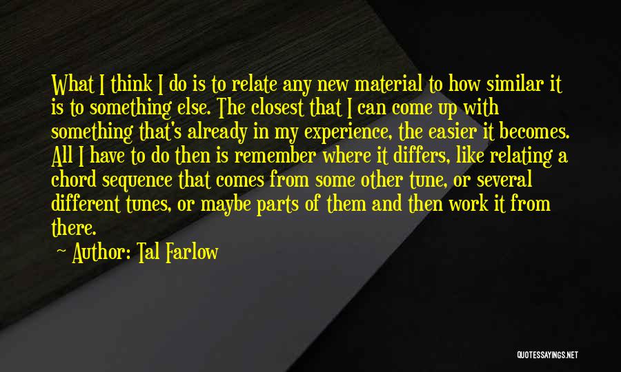 Tal Farlow Quotes: What I Think I Do Is To Relate Any New Material To How Similar It Is To Something Else. The