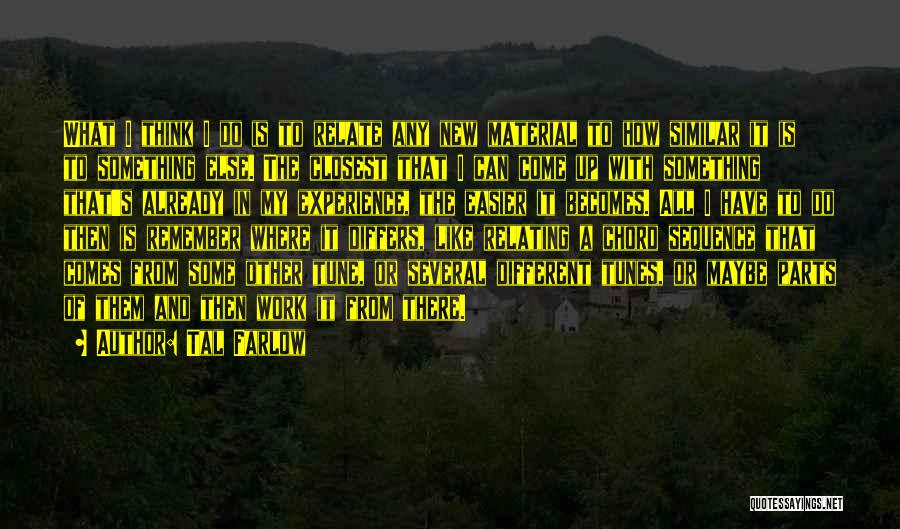 Tal Farlow Quotes: What I Think I Do Is To Relate Any New Material To How Similar It Is To Something Else. The