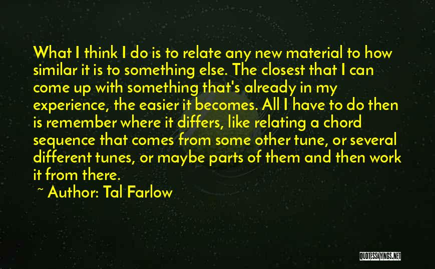 Tal Farlow Quotes: What I Think I Do Is To Relate Any New Material To How Similar It Is To Something Else. The