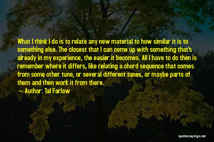 Tal Farlow Quotes: What I Think I Do Is To Relate Any New Material To How Similar It Is To Something Else. The