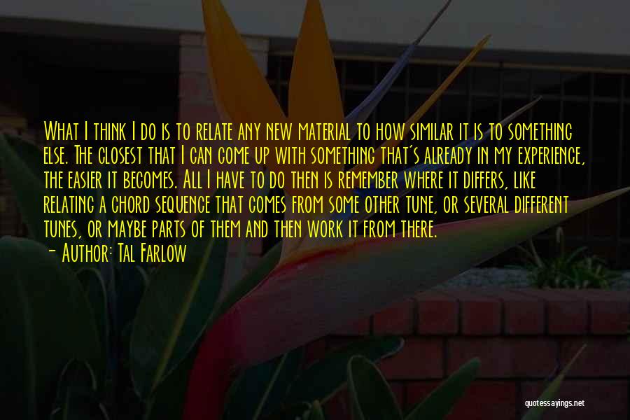 Tal Farlow Quotes: What I Think I Do Is To Relate Any New Material To How Similar It Is To Something Else. The