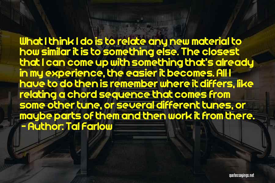 Tal Farlow Quotes: What I Think I Do Is To Relate Any New Material To How Similar It Is To Something Else. The