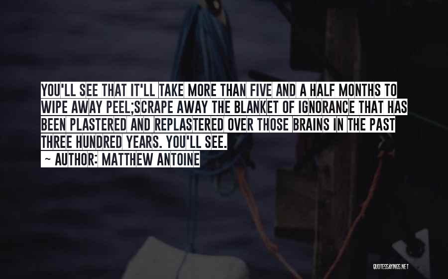 Matthew Antoine Quotes: You'll See That It'll Take More Than Five And A Half Months To Wipe Away Peel;scrape Away The Blanket Of