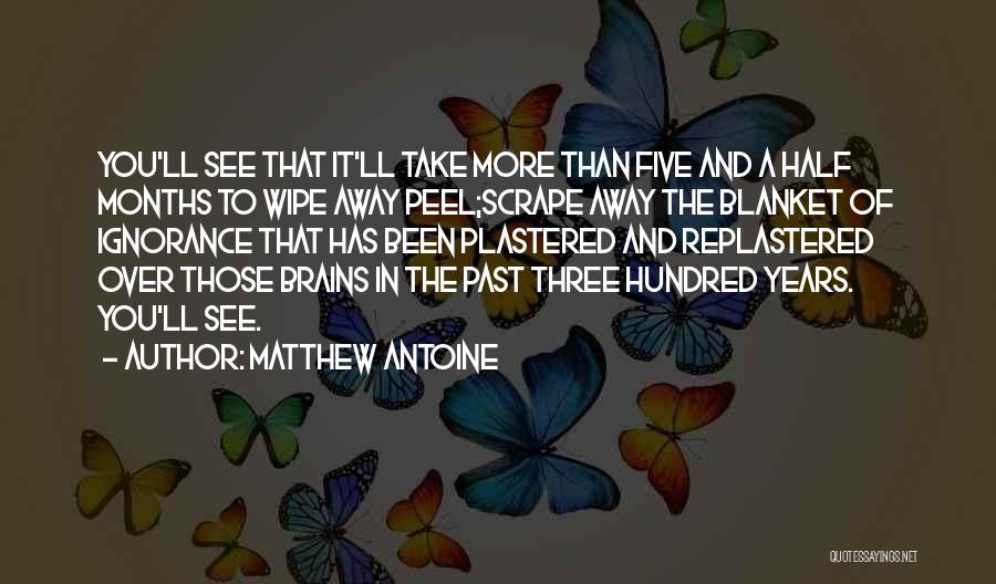 Matthew Antoine Quotes: You'll See That It'll Take More Than Five And A Half Months To Wipe Away Peel;scrape Away The Blanket Of
