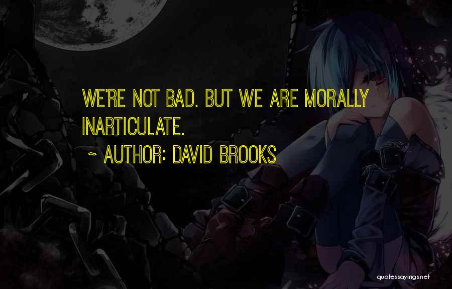 David Brooks Quotes: We're Not Bad. But We Are Morally Inarticulate.