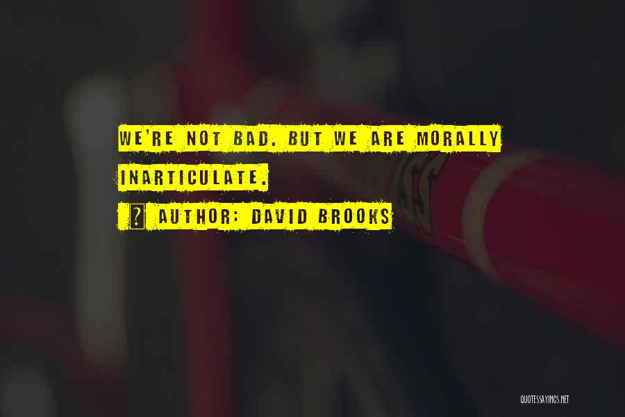 David Brooks Quotes: We're Not Bad. But We Are Morally Inarticulate.