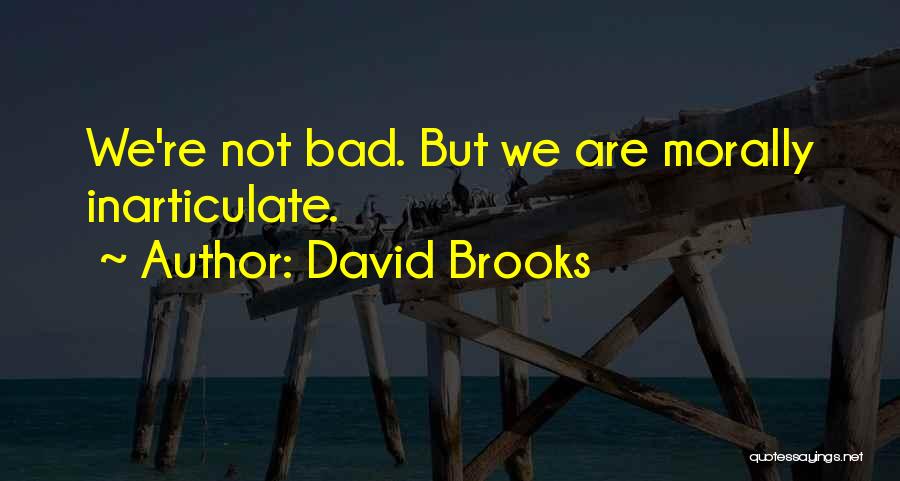 David Brooks Quotes: We're Not Bad. But We Are Morally Inarticulate.