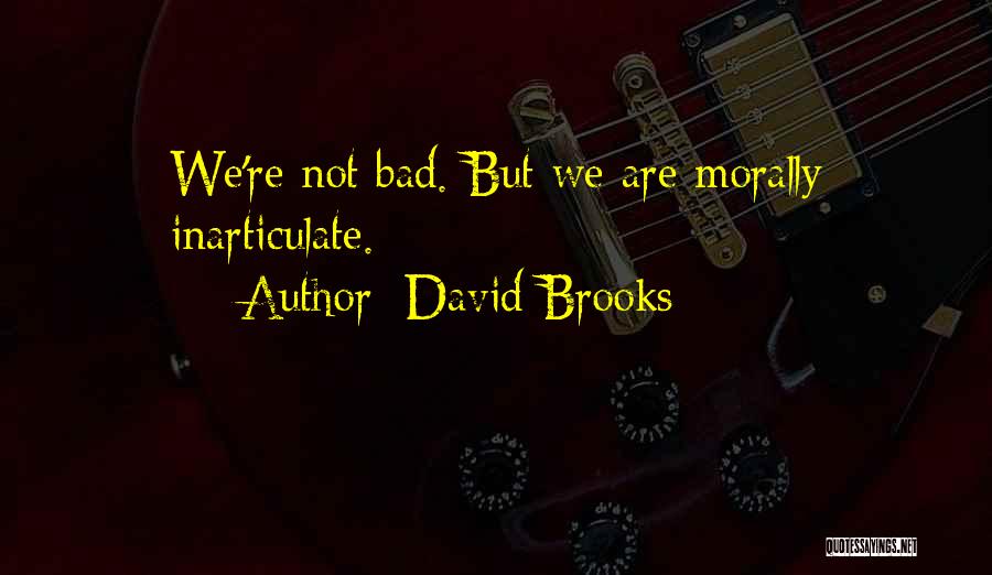 David Brooks Quotes: We're Not Bad. But We Are Morally Inarticulate.