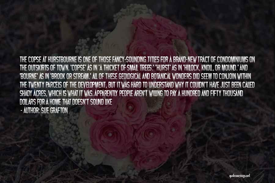 Sue Grafton Quotes: The Copse At Hurstbourne Is One Of Those Fancy-sounding Titles For A Brand-new Tract Of Condominiums On The Outskirts Of