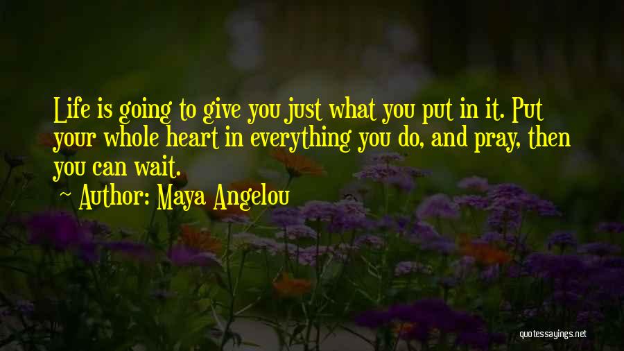Maya Angelou Quotes: Life Is Going To Give You Just What You Put In It. Put Your Whole Heart In Everything You Do,