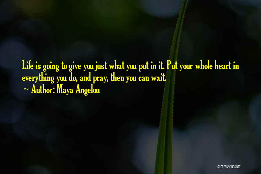 Maya Angelou Quotes: Life Is Going To Give You Just What You Put In It. Put Your Whole Heart In Everything You Do,