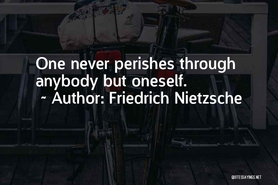 Friedrich Nietzsche Quotes: One Never Perishes Through Anybody But Oneself.