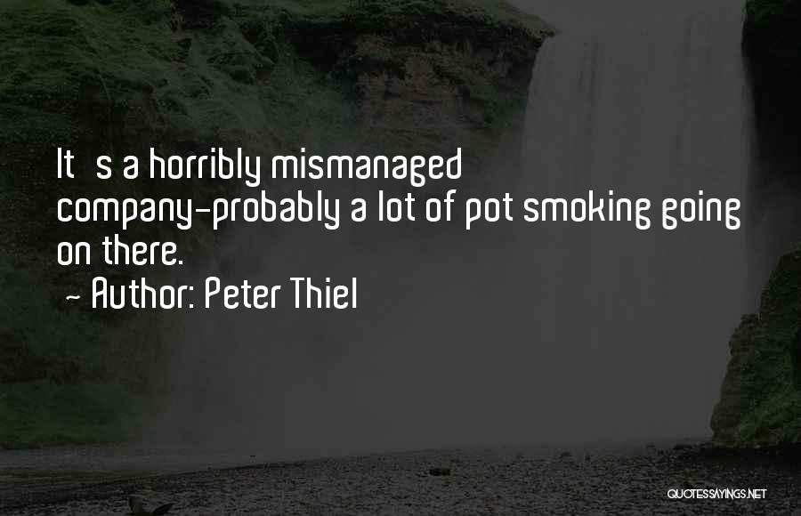 Peter Thiel Quotes: It's A Horribly Mismanaged Company-probably A Lot Of Pot Smoking Going On There.