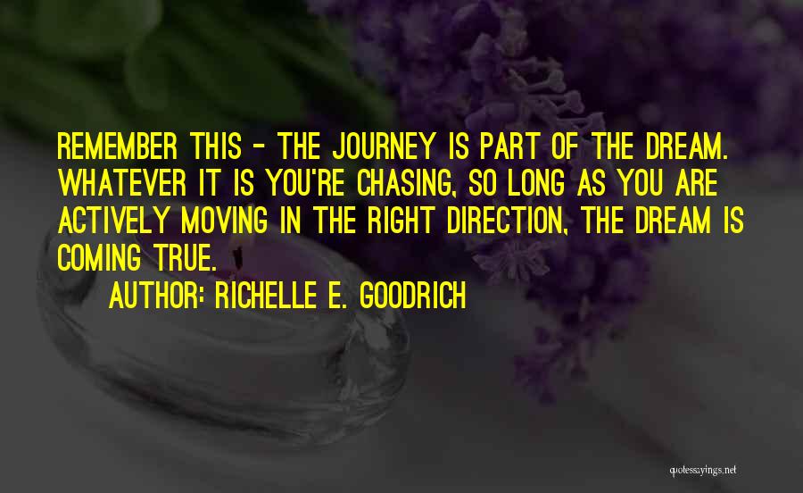 Richelle E. Goodrich Quotes: Remember This - The Journey Is Part Of The Dream. Whatever It Is You're Chasing, So Long As You Are