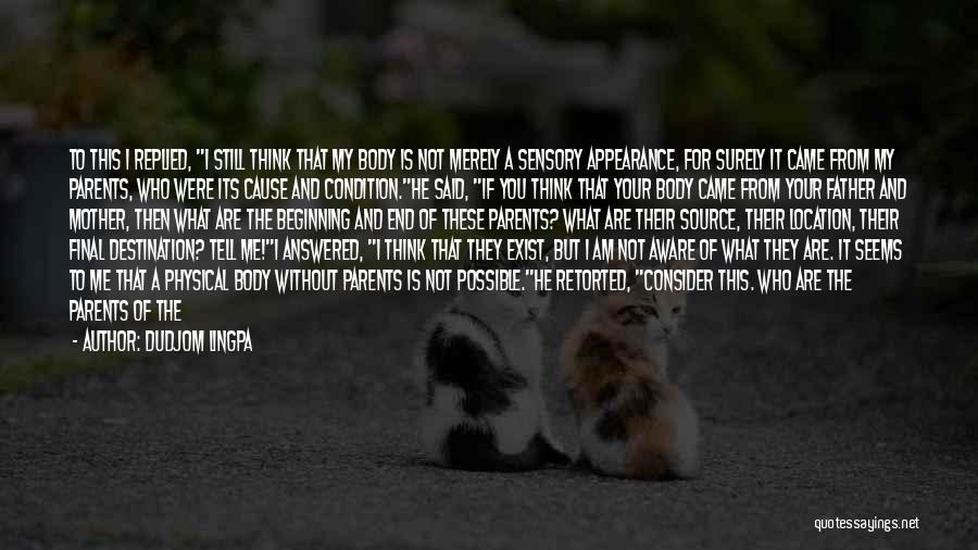 Dudjom Lingpa Quotes: To This I Replied, I Still Think That My Body Is Not Merely A Sensory Appearance, For Surely It Came