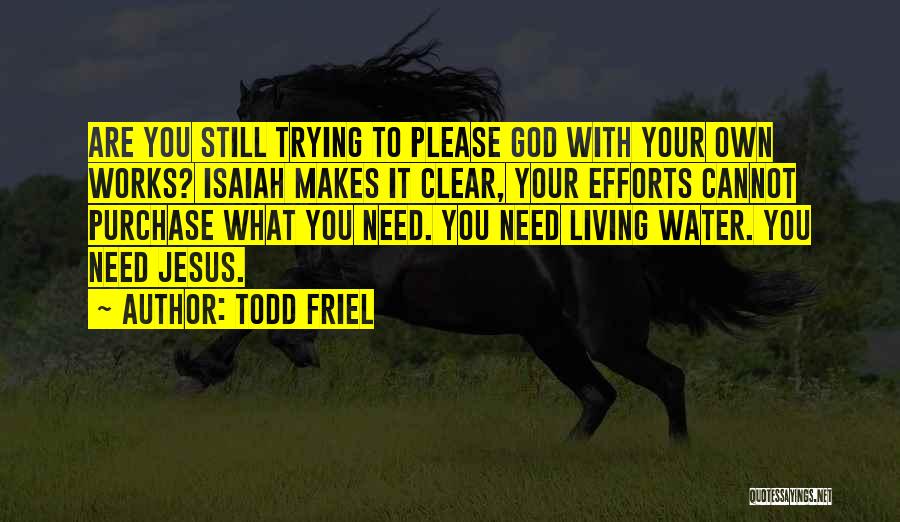 Todd Friel Quotes: Are You Still Trying To Please God With Your Own Works? Isaiah Makes It Clear, Your Efforts Cannot Purchase What