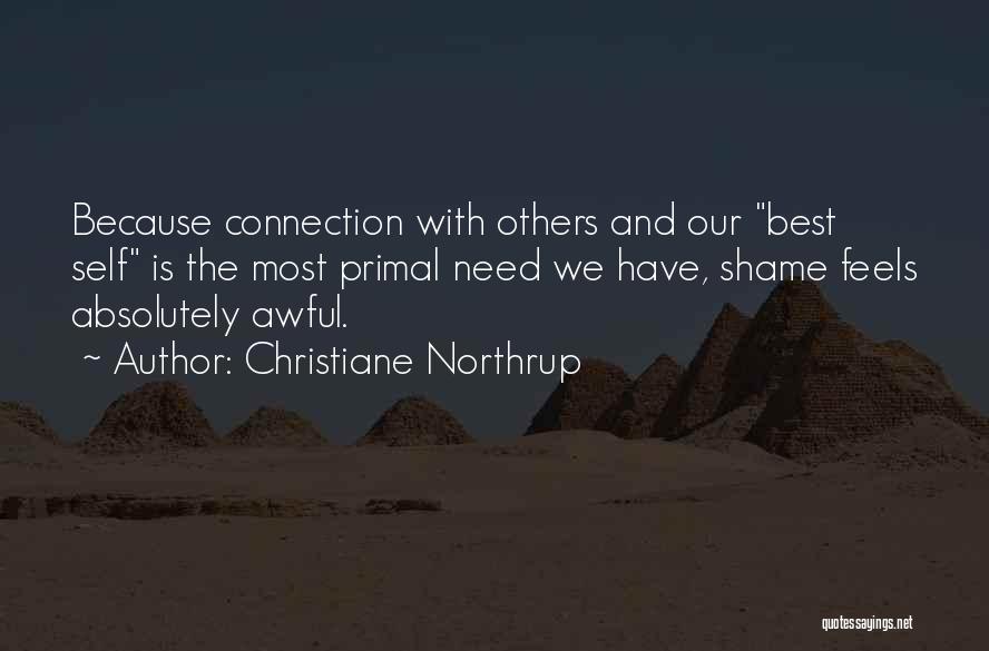 Christiane Northrup Quotes: Because Connection With Others And Our Best Self Is The Most Primal Need We Have, Shame Feels Absolutely Awful.