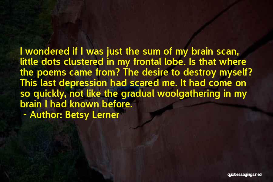 Betsy Lerner Quotes: I Wondered If I Was Just The Sum Of My Brain Scan, Little Dots Clustered In My Frontal Lobe. Is