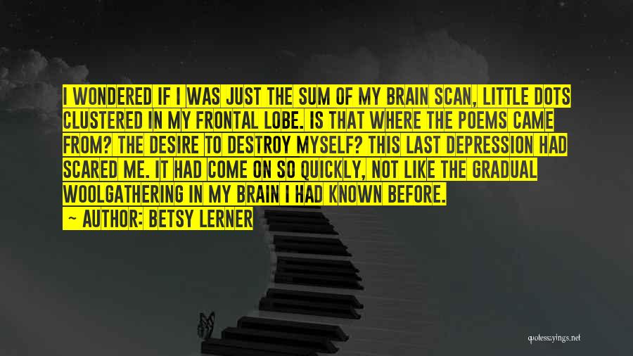 Betsy Lerner Quotes: I Wondered If I Was Just The Sum Of My Brain Scan, Little Dots Clustered In My Frontal Lobe. Is