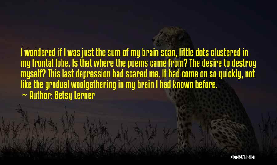 Betsy Lerner Quotes: I Wondered If I Was Just The Sum Of My Brain Scan, Little Dots Clustered In My Frontal Lobe. Is