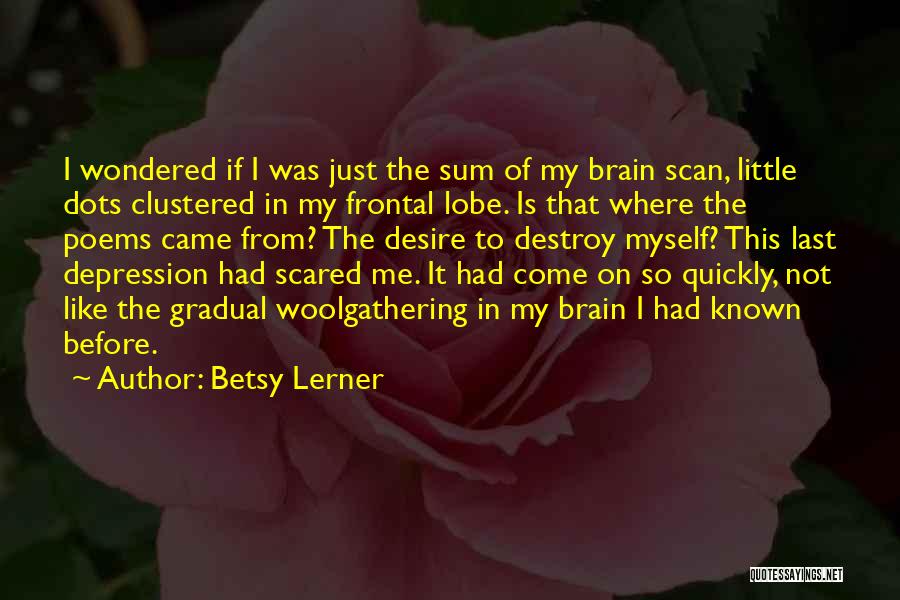 Betsy Lerner Quotes: I Wondered If I Was Just The Sum Of My Brain Scan, Little Dots Clustered In My Frontal Lobe. Is