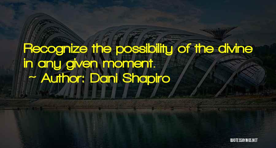 Dani Shapiro Quotes: Recognize The Possibility Of The Divine In Any Given Moment.