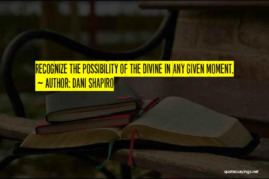 Dani Shapiro Quotes: Recognize The Possibility Of The Divine In Any Given Moment.